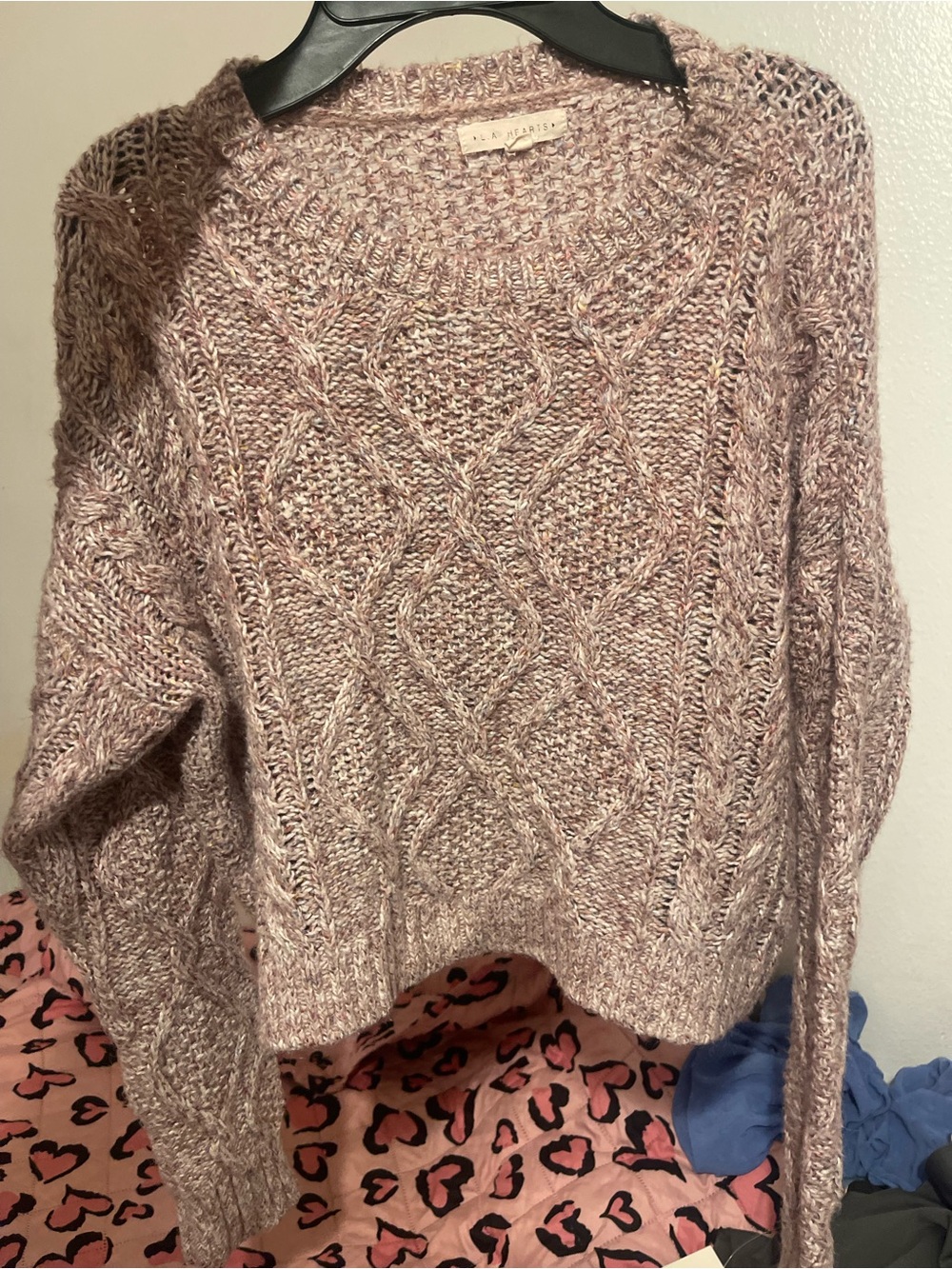 a new day Blush Cable Knit Crewneck Sweater